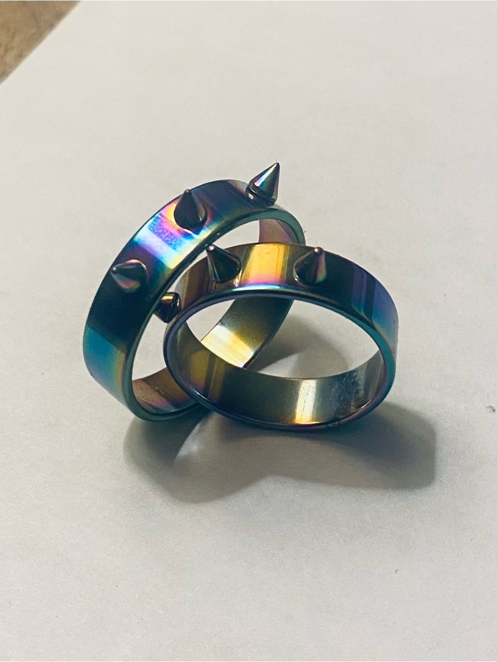 2 Ring Bundle Multi-Color Gothic Punk Style Set - Stainless Steel (Sizes 9 & 11)